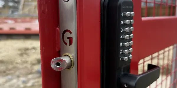 Close up of SOSEC side keycode locked entry.